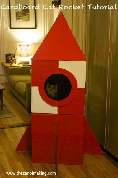 Tutorial: Cardboard Cat Rocket for Craftzine.com | Red-Handled Scissors