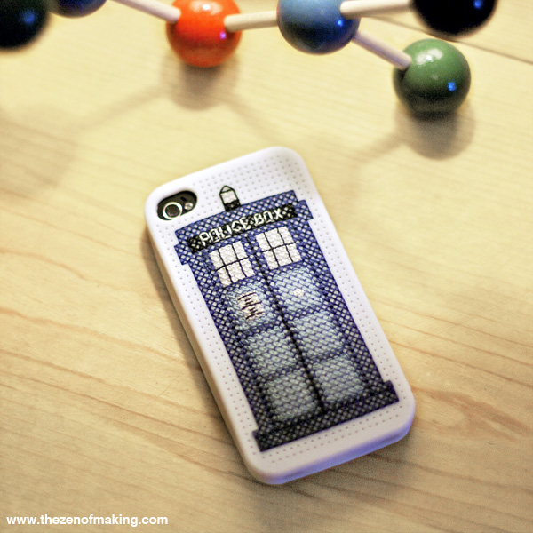 TARDIS iPhone Case Cross-Stitch Pattern | Red-Handled Scissors