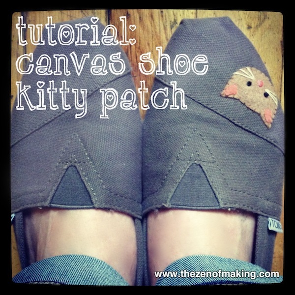 Tutorial: Canvas Shoe Kitty Patch | Red-Handled Scissors