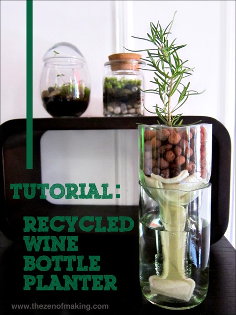 Tutorial: Recycled Wine Bottle Planter | Red-Handled Scissors