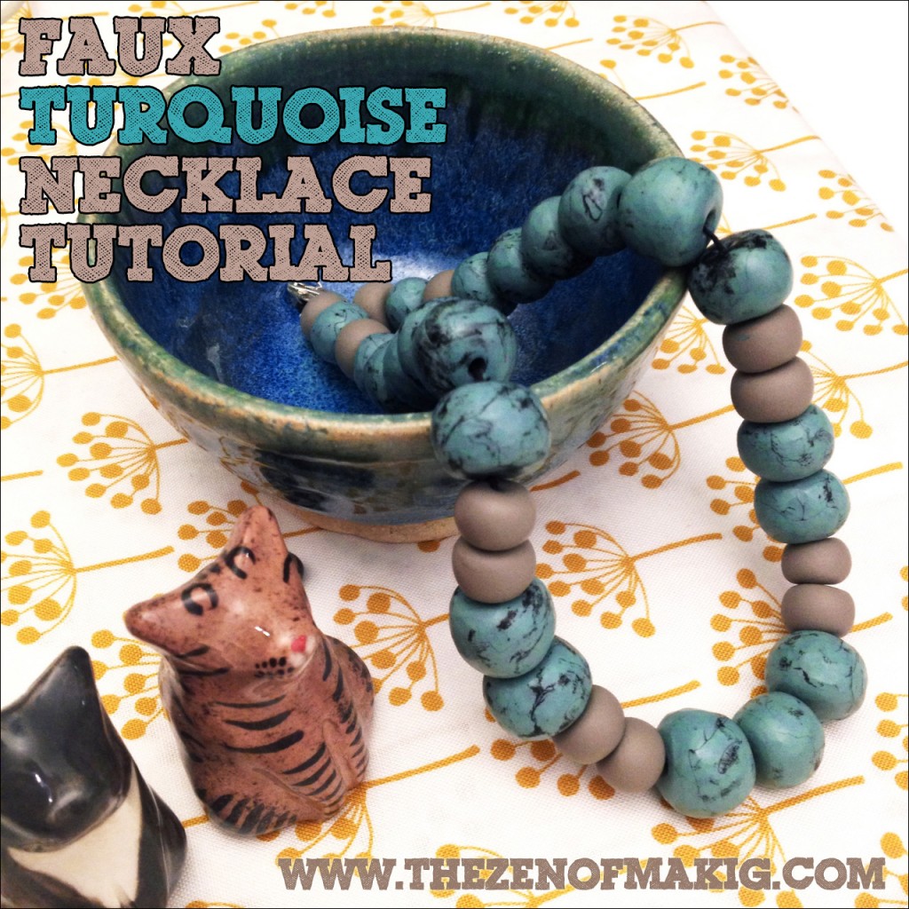 Tutorial: Faux Turquoise Polymer Clay Beaded Necklace | Red-Handled Scissors
