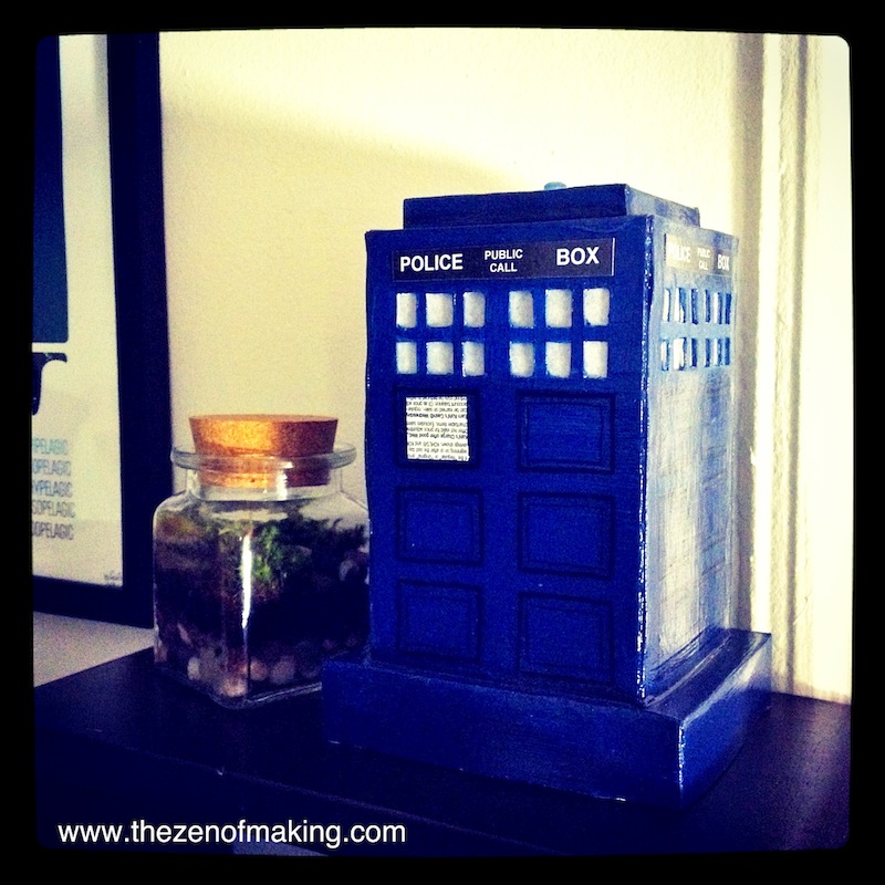 Handmade Paper TARDIS Lamp | Red-Handled Scissors