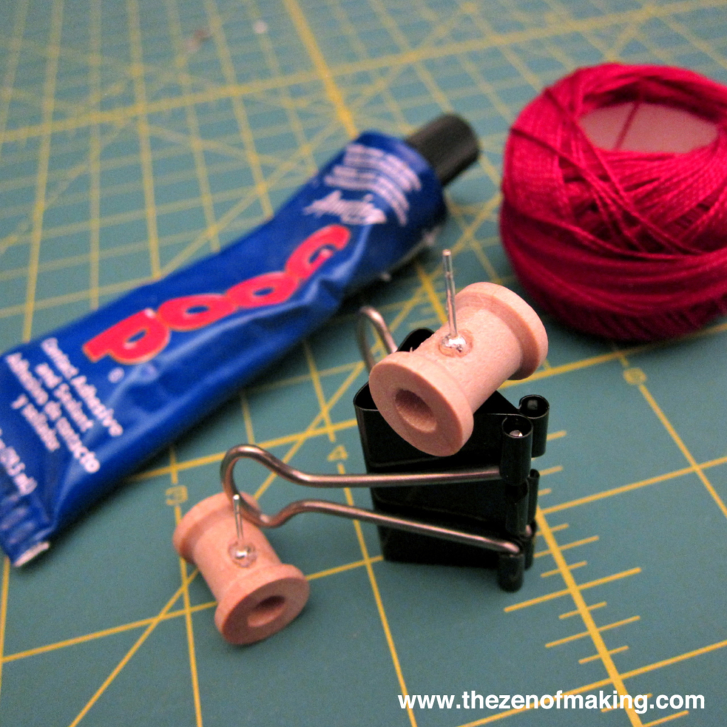 Tutorial Wooden Spool Earrings RedHandled Scissors