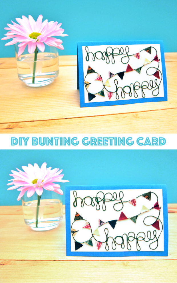 Tutorial: Colorful Bunting Greeting Card for Craftzine.com: It's always nice to have a handmade card or two tucked away, ready to pull out for special events or handwritten hellos. So, inspired by the beautiful summer bunting that's been popping up just about everywhere lately, I designed this fun little card that can be used for just about any joyful occasion.