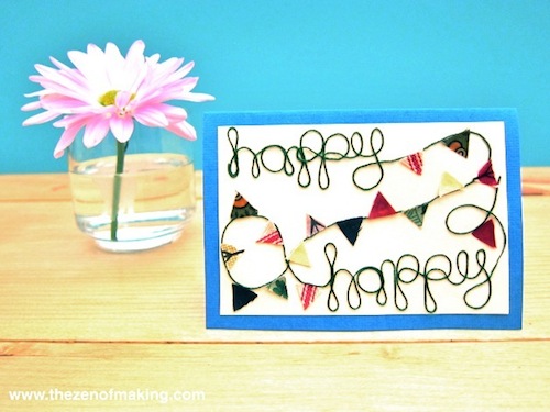 Tutorial: Colorful Bunting Greeting Card for Craftzine.com | Red-Handled Scissors