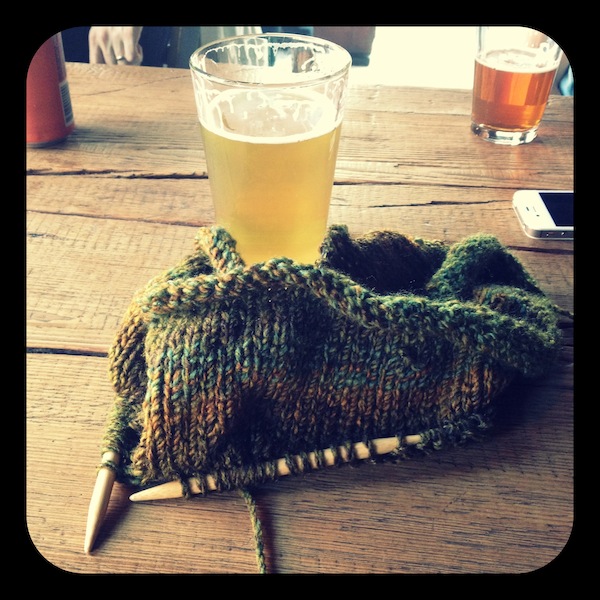 Sunday Snapshot: Beer and Knitting | Red-Handled Scissors