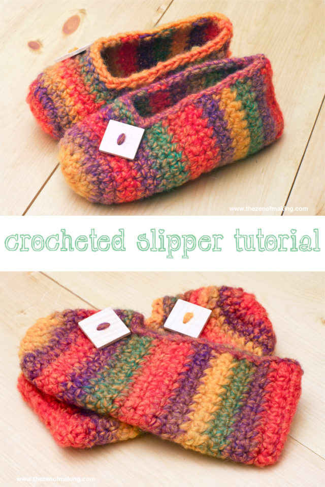 Crochet Pattern: Rainbow Striped Slippers: Make a cozy pair of crocheted slippers with this quick and easy rainbow striped slipper tutorial!