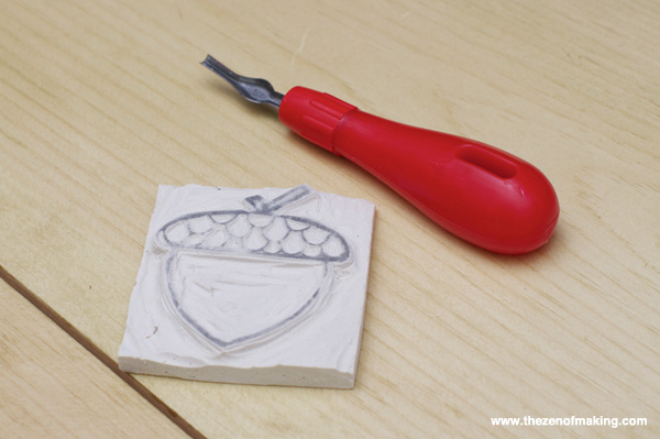 Tutorial: Acorn Block Printed Napkins | Red-Handled Scissors