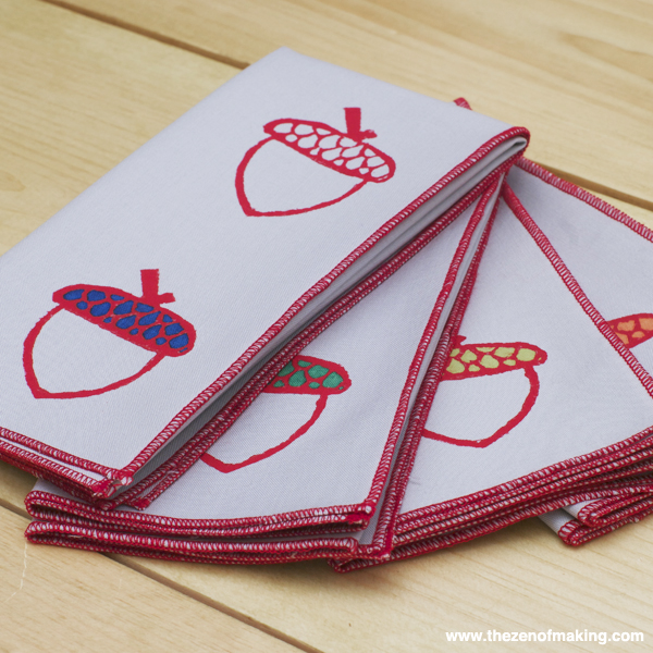 Tutorial: Acorn Block Printed Napkins | Red-Handled Scissors