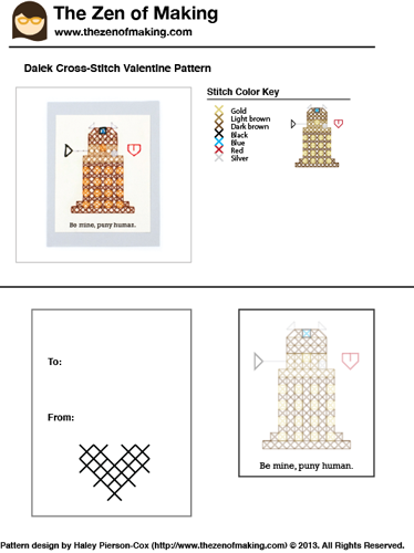 Pattern: Dalek Cross-Stitch Valentine | Red-Handled Scissors