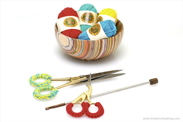 Things I Made from the Internet: Crocheted Scissor Grip Covers | Red-Handled Scissors