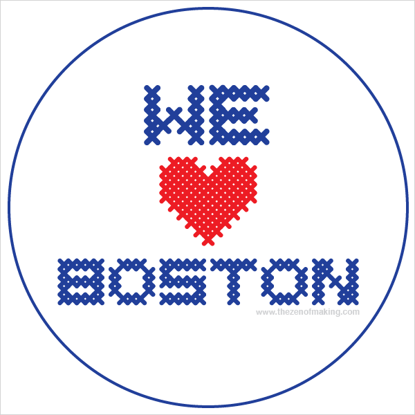 Badges: We Love Boston | Red-Handled Scissors