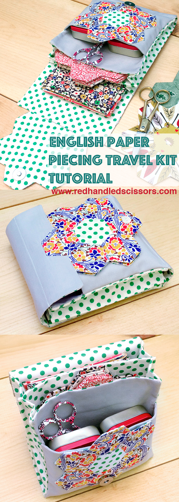 Tutorial: English Paper Piecing Travel Kit, Hexies Part 3: Hexie obsessed? Get your quilting fix on the go with part 3 of my English Paper Piecing tutorial series: the English paper piecing travel kit!