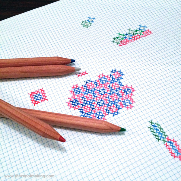 Sunday Snapshot: Hand-Sketching Cross-Stitch Patterns | Red-Handled Scissors