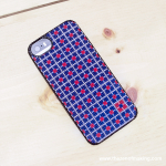Pattern: Geometric Color Block Cross-Stitch iPhone Case | Red-Handled Scissors