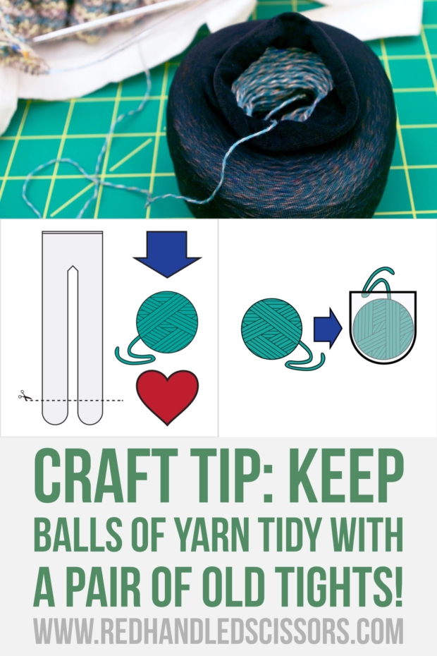 Craft Tip: Keep Balls of Yarn Tidy with a Pair of Old Tights: Yarn running amok? Tights looking rough? Great! Keep your balls of yarn tidy in the toes of a pair of (clean) old tights!