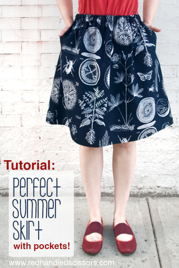 Tutorial: Perfect Summer Skirt (with Pockets!): Love a skirt with pockets? Sew a custom summer skirt of your very own with this beginner-friendly elastic-waist skirt sewing tutorial!