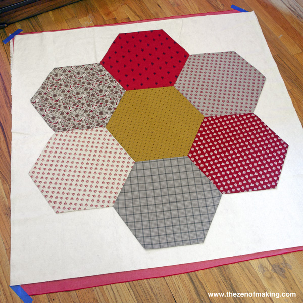 Tutorial: Giant Hexie Flower Lap Quilt - 12 Hexies (or Less) Blog Hop | Red-Handled Scissors