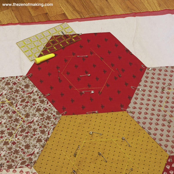 Tutorial: Giant Hexie Flower Lap Quilt - 12 Hexies (or Less) Blog Hop | Red-Handled Scissors