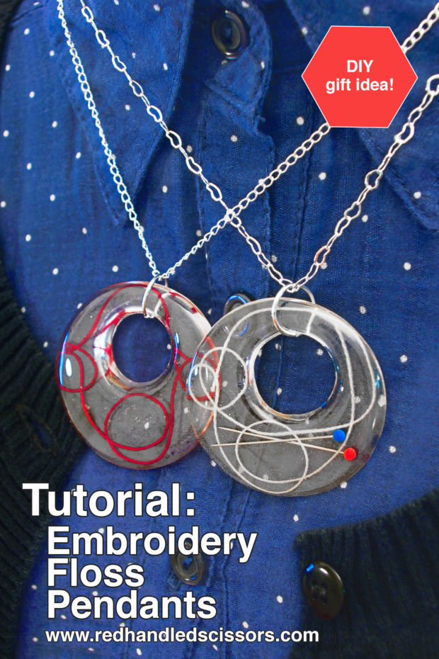Tutorial: Resin Sewing Thread and Embroidery Floss Pendants: Can't bring yourself to throw away beautiful thread ends/floss scraps? Turn those lovely leftovers into resin sewing thread and embroidery floss pendants!