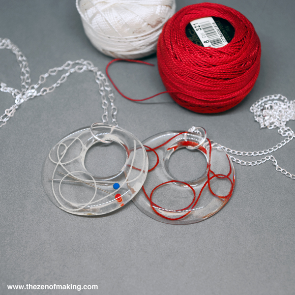 Tutorial: Resin Sewing Thread and Embroidery Floss Pendants | Red-Handled Scissors