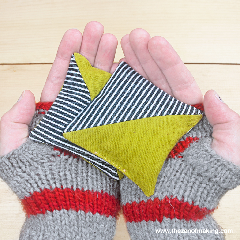 Last-Minute Gift Idea: Half Square Triangle Hand Warmers | Red-Handled Scissors