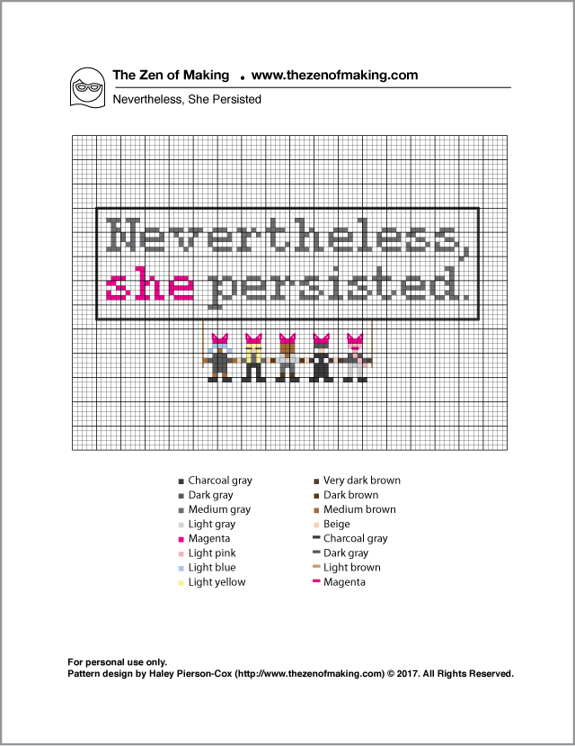 Pattern: Nevertheless, She Persisted Cross-Stitch Sampler