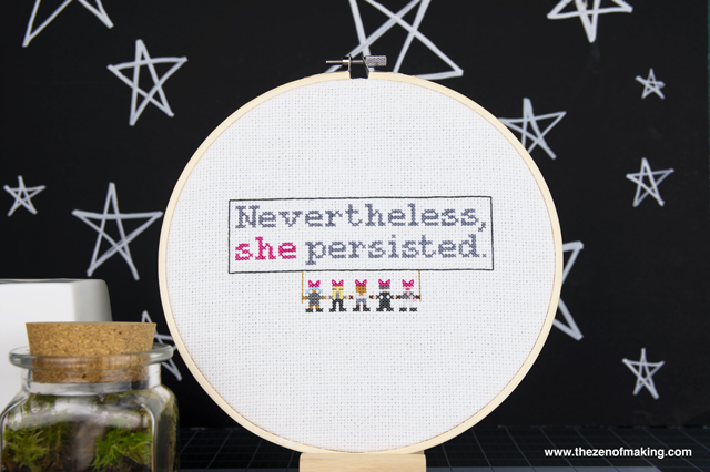 Pattern: Nevertheless, She Persisted Cross-Stitch Sampler