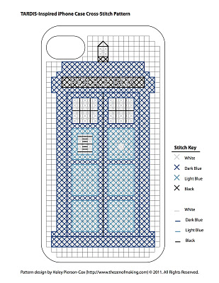 TARDIS iPhone Case Cross-Stitch Pattern | Red-Handled Scissors